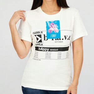 Diesel Women's100% Cotton  Round Neck Short Sleeve Graphic Print Tee